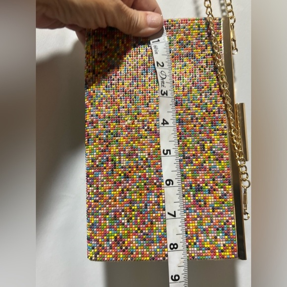 Nina Colorful Beaded Clutch or Shoulder Bag with Gold Chain - Picture 7 of 7